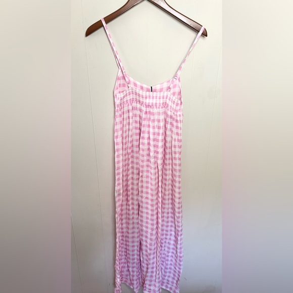 Playa Lucila pink gingham maxi dress square neck size XS new - Picture 4 of 7